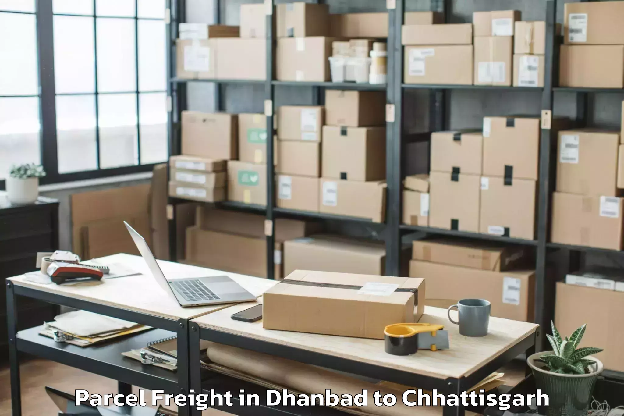 Book Dhanbad to Gaurela Parcel Freight Online